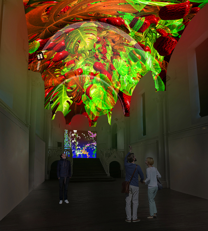 Miguel Chevalier, Extra-Natural 2024 - generative and interactive artwork- software: Cyrille Henry, Antoine Villeret / Miguel Chevalier, Méta-Nature IA 2024 - generative and interactive artwork- software : Claude Micheli