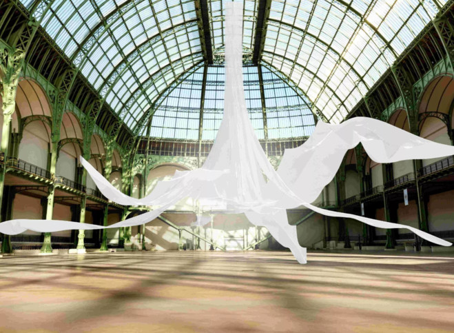 Laure Prouvost, Nous, frissons d’étoiles, 2026. Image produite en collaboration avec Diogo Passarinho Studio © ADAGP, 2026 Photographie de la Nef © Simon Lerat pour GrandPalaisRmn, Paris, 2025